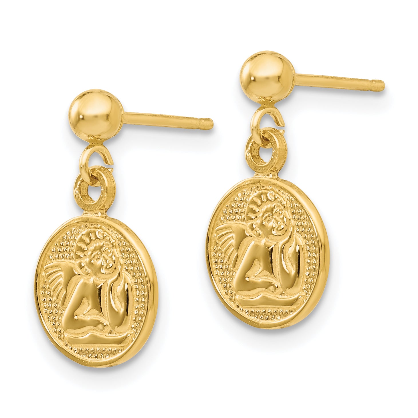 14K Gold Polished Raphael Angel Drop Earrings for Women Secondary image