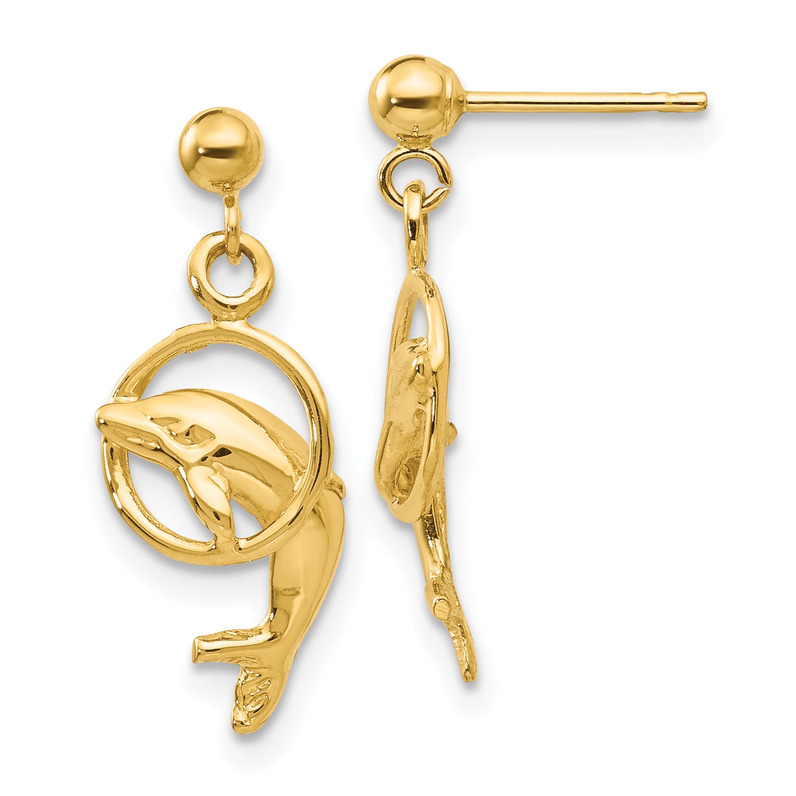 14k Dolphin Earrings