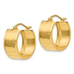 14K Gold Polished Hoop Earrings with Elegant Design for Women