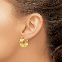 14K Gold Polished Hoop Earrings with Elegant Design for Women