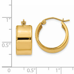 14K Gold Polished Hoop Earrings with Elegant Design for Women