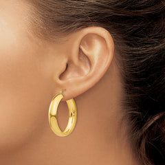 14K Gold Polished Hoop Earrings for Women by Sophia Jewelers