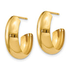14K Gold Polished J-Hoop Earrings with Elegant Style