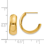 14K Gold Polished J-Hoop Earrings with Elegant Style