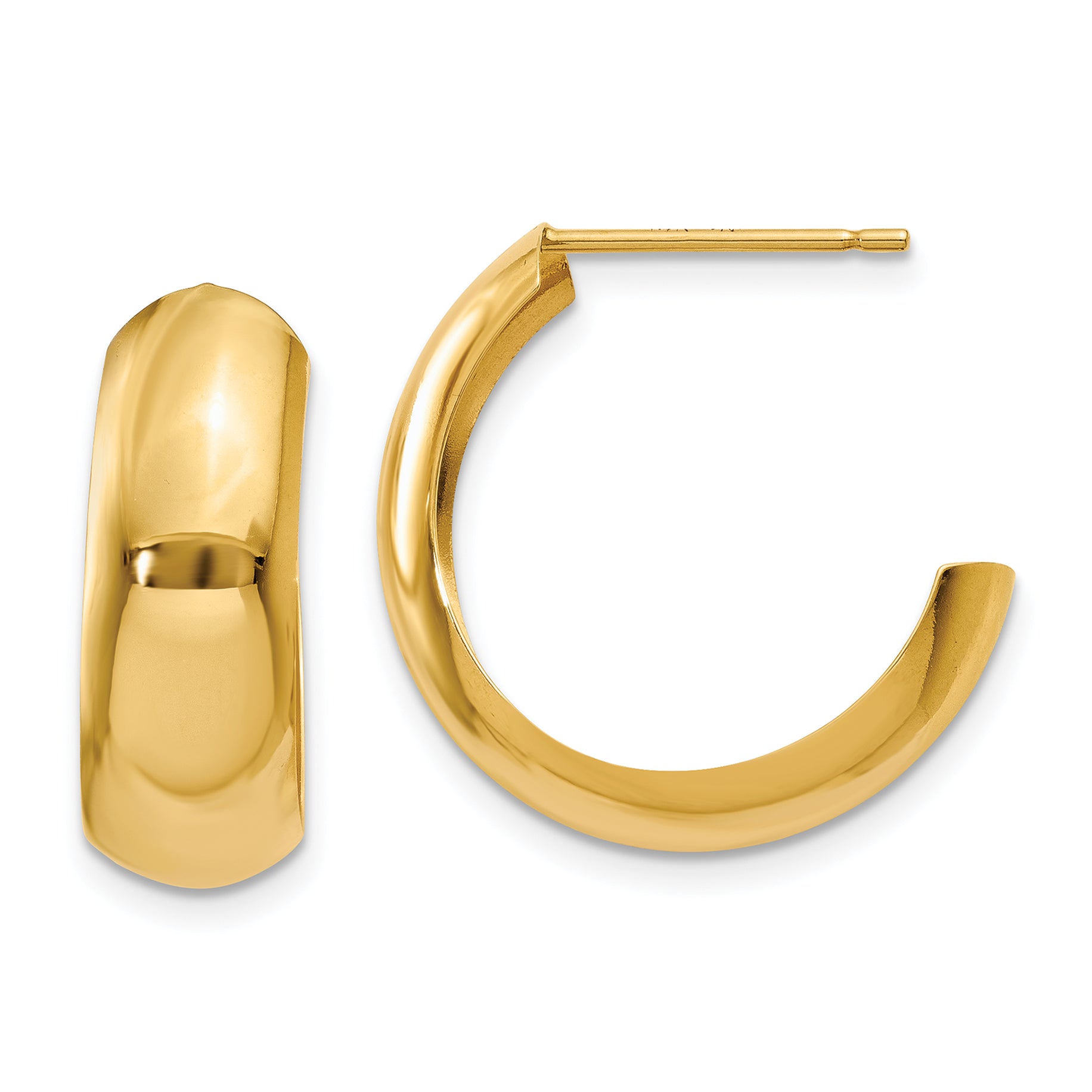 14k Polished 6.5mm J-Hoop Earrings Main image