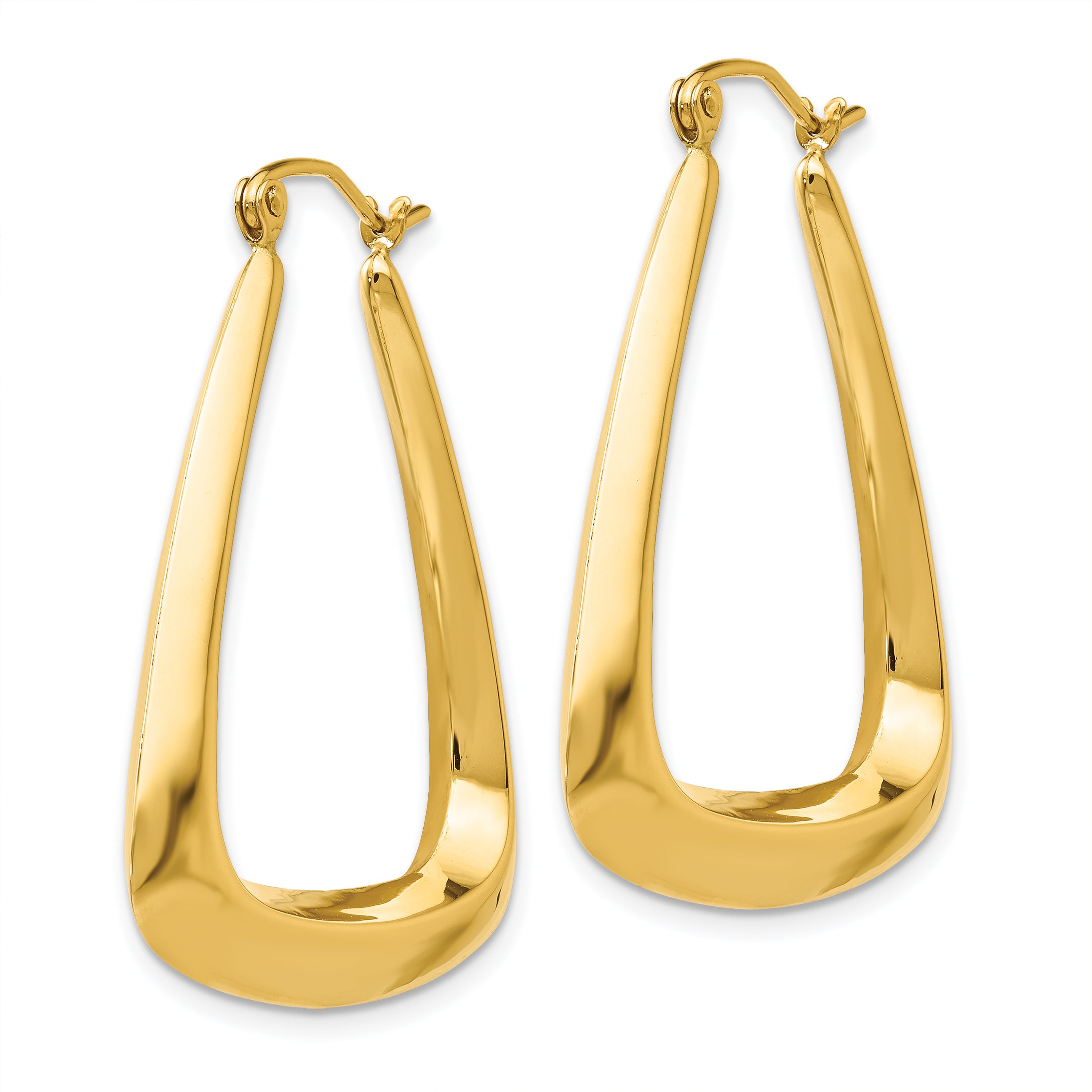 14K Gold Polished Fancy Hoop Earrings for Women Elegant Creole Style Secondary image