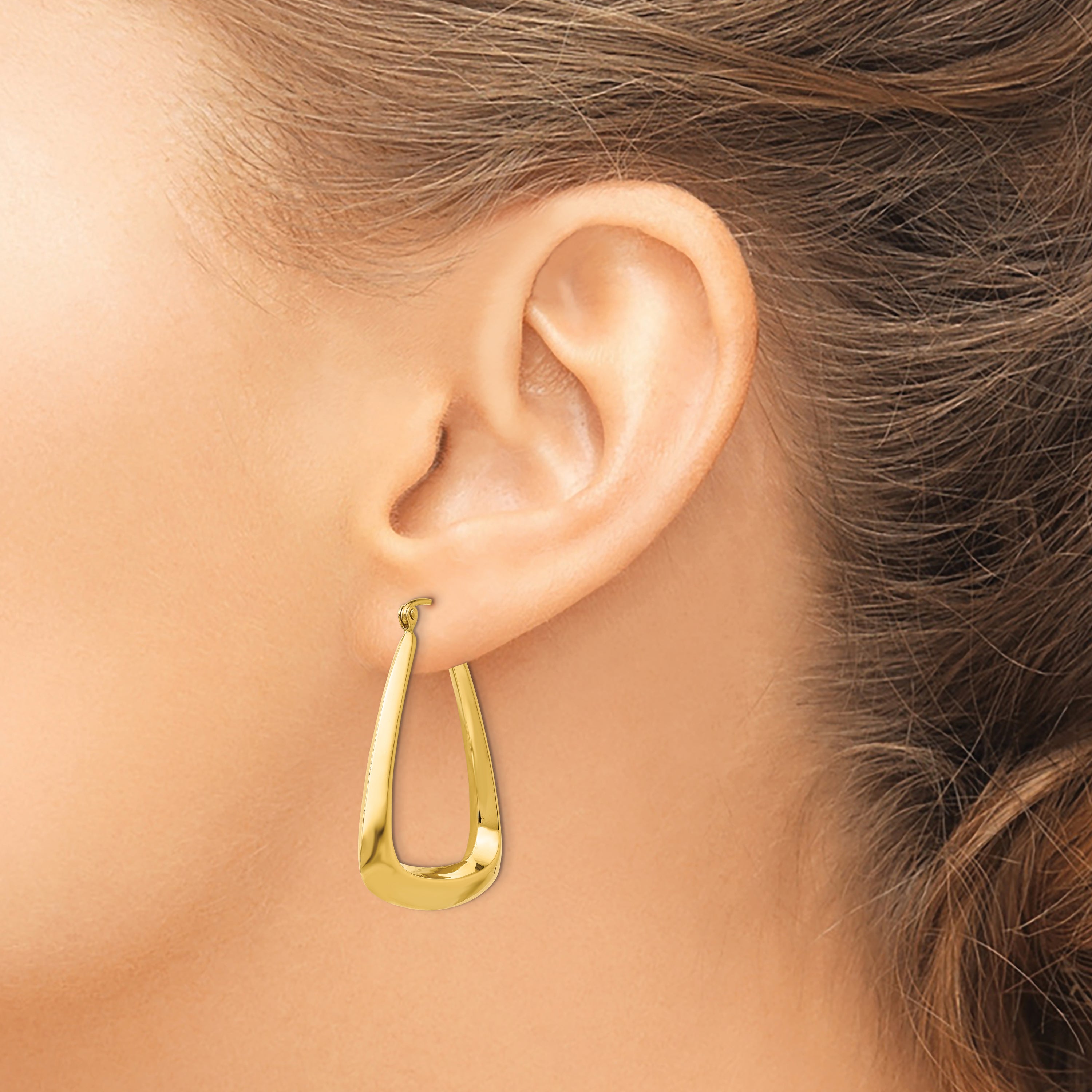 14K Gold Polished Fancy Hoop Earrings for Women Elegant Creole Style