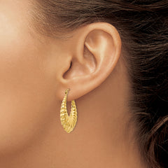 14K Gold Polished Scalloped Hoop Earrings for Women Elegant Hollow Design