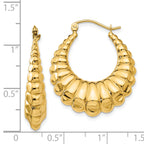 14K Gold Polished Scalloped Hoop Earrings for Women Elegant Hollow Design