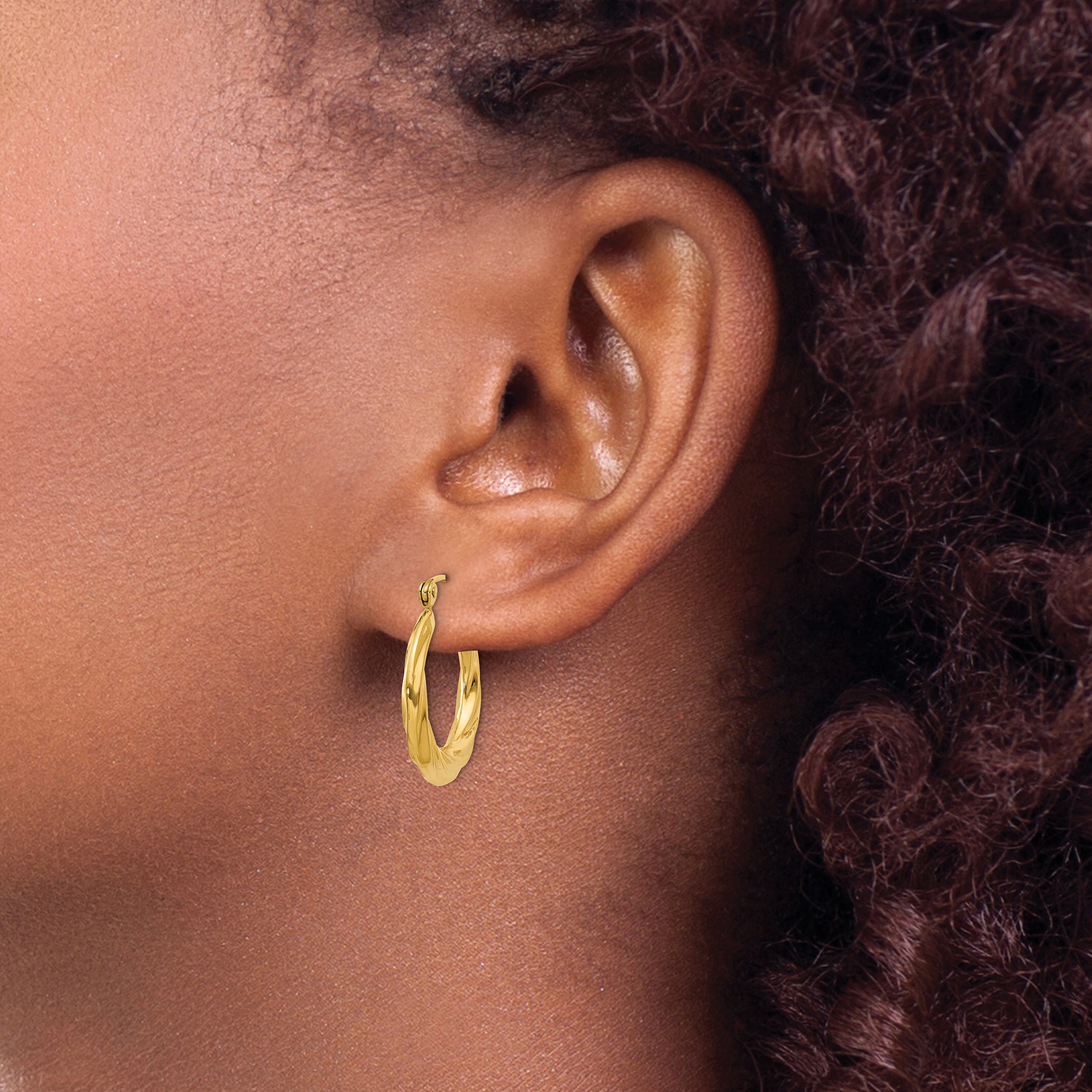 Polished Twisted Hoop Earrings in 14K Yellow Gold