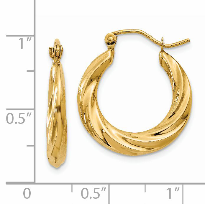 Polished Twisted Hoop Earrings in 14K Yellow Gold