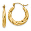 14k Polished Twisted Hollow Hoop Earrings