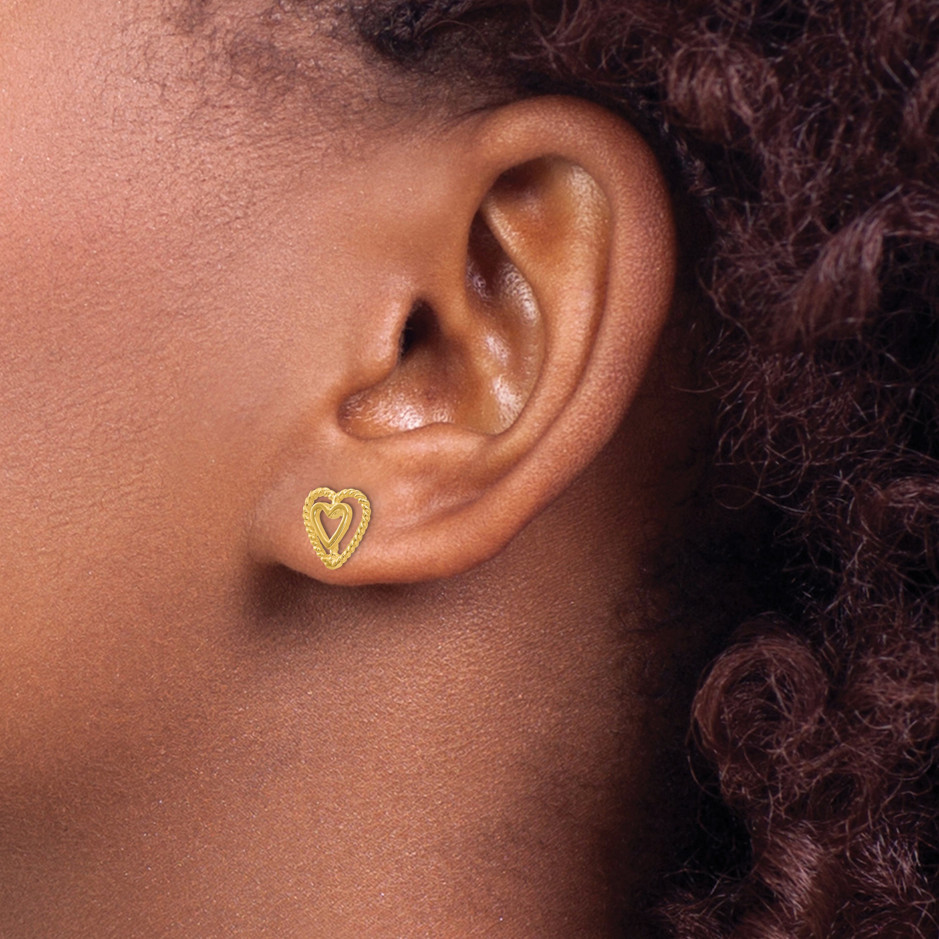 Sophia Jewelers 14K Gold Heart Earrings with Polished Finish