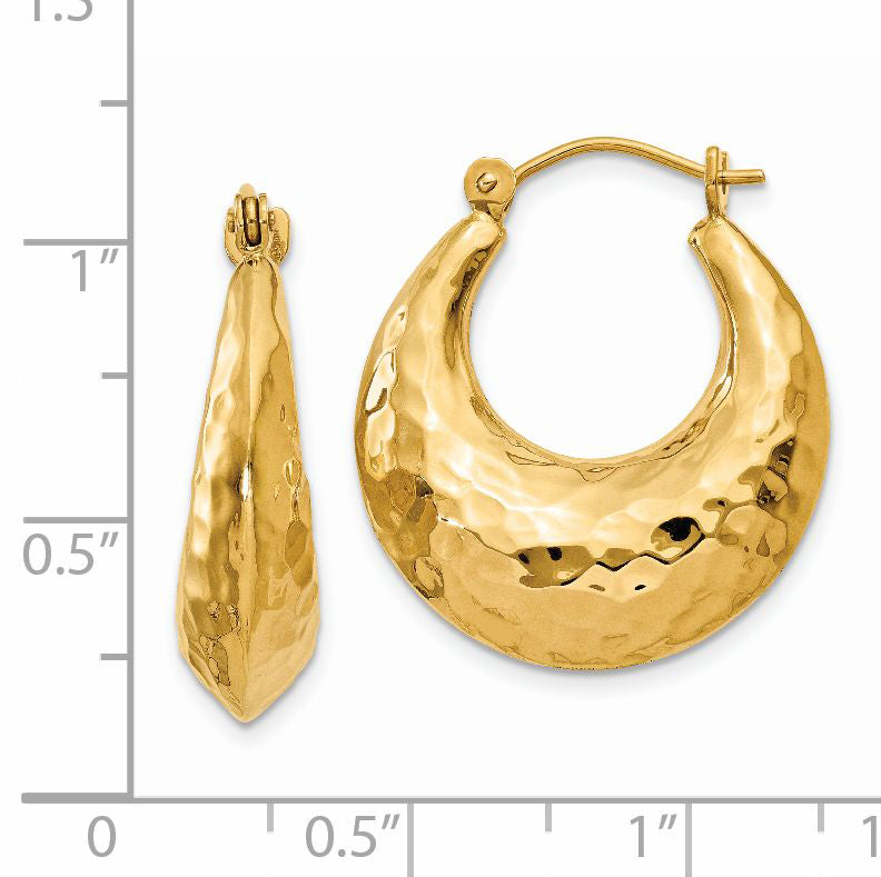 Sophia Jewelers 14K Gold Polished Hollow Hammered Hoop Earrings