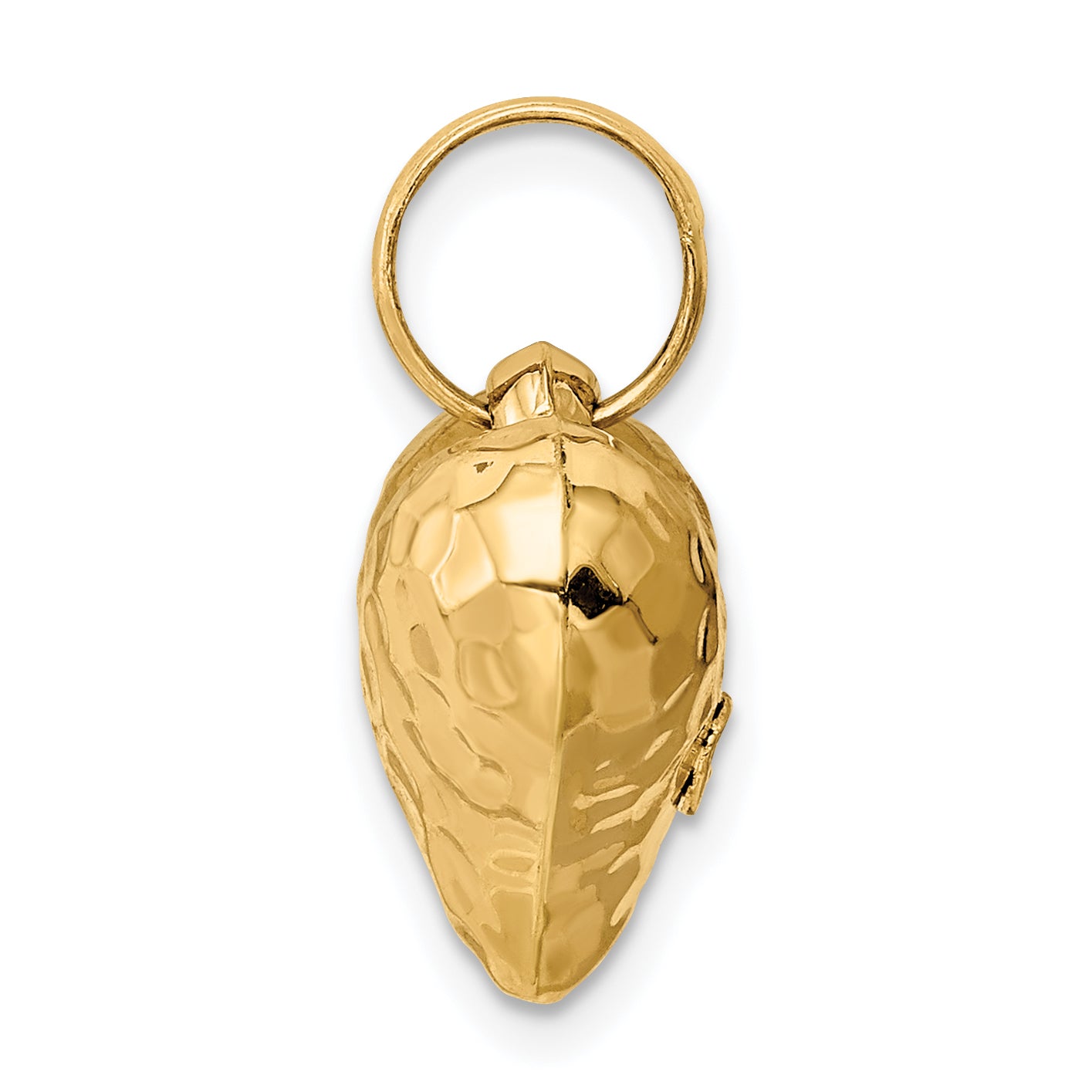 14K Polished and Hammered 3-D Heart Pendant Secondary image