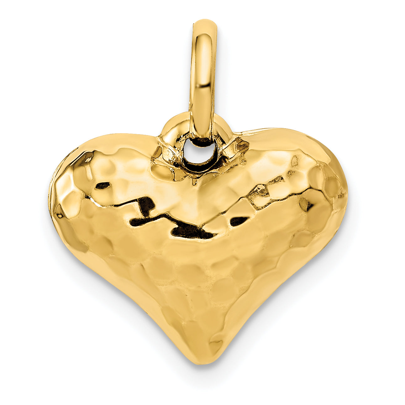 14K Polished and Hammered 3-D Heart Pendant Main image