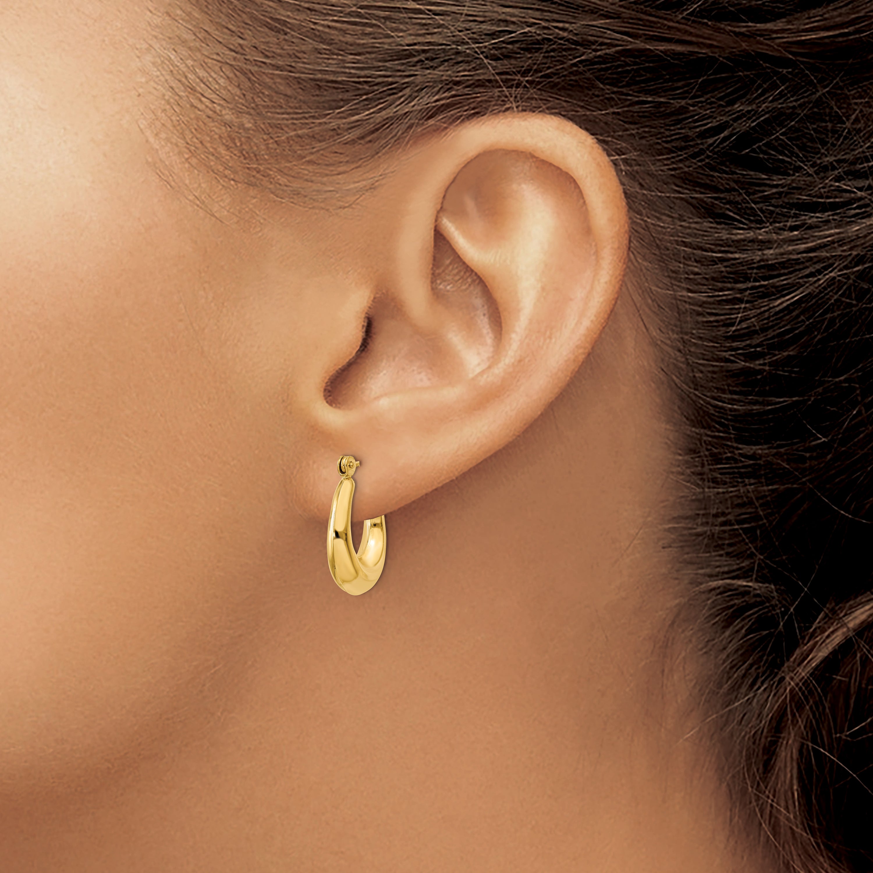 Sophia Jewelers 14K Gold Polished Hollow Hoop Earrings for Women