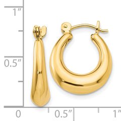 14k Polished Oval Hollow Hoop Earrings