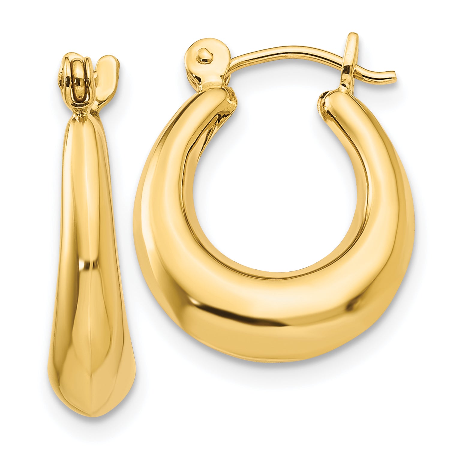 14k Polished Oval Hollow Hoop Earrings Main image