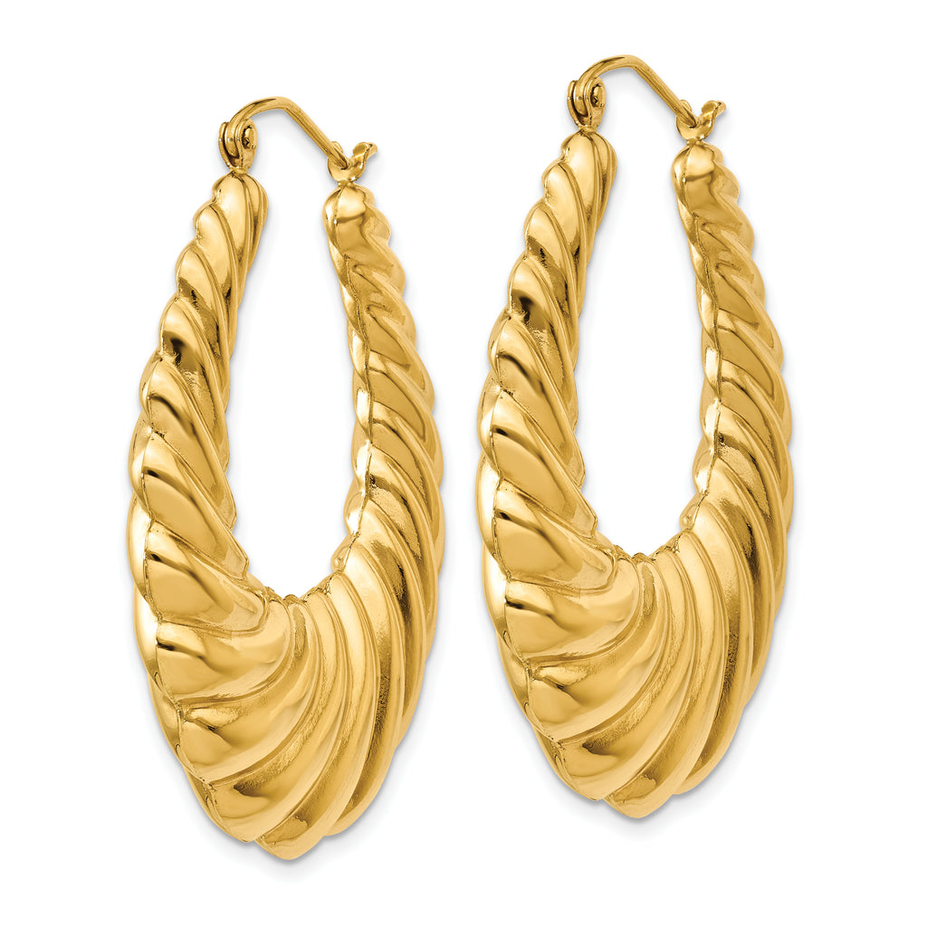 Sophia Jewelers 14K Gold Polished Scalloped Hoop Earrings for Women