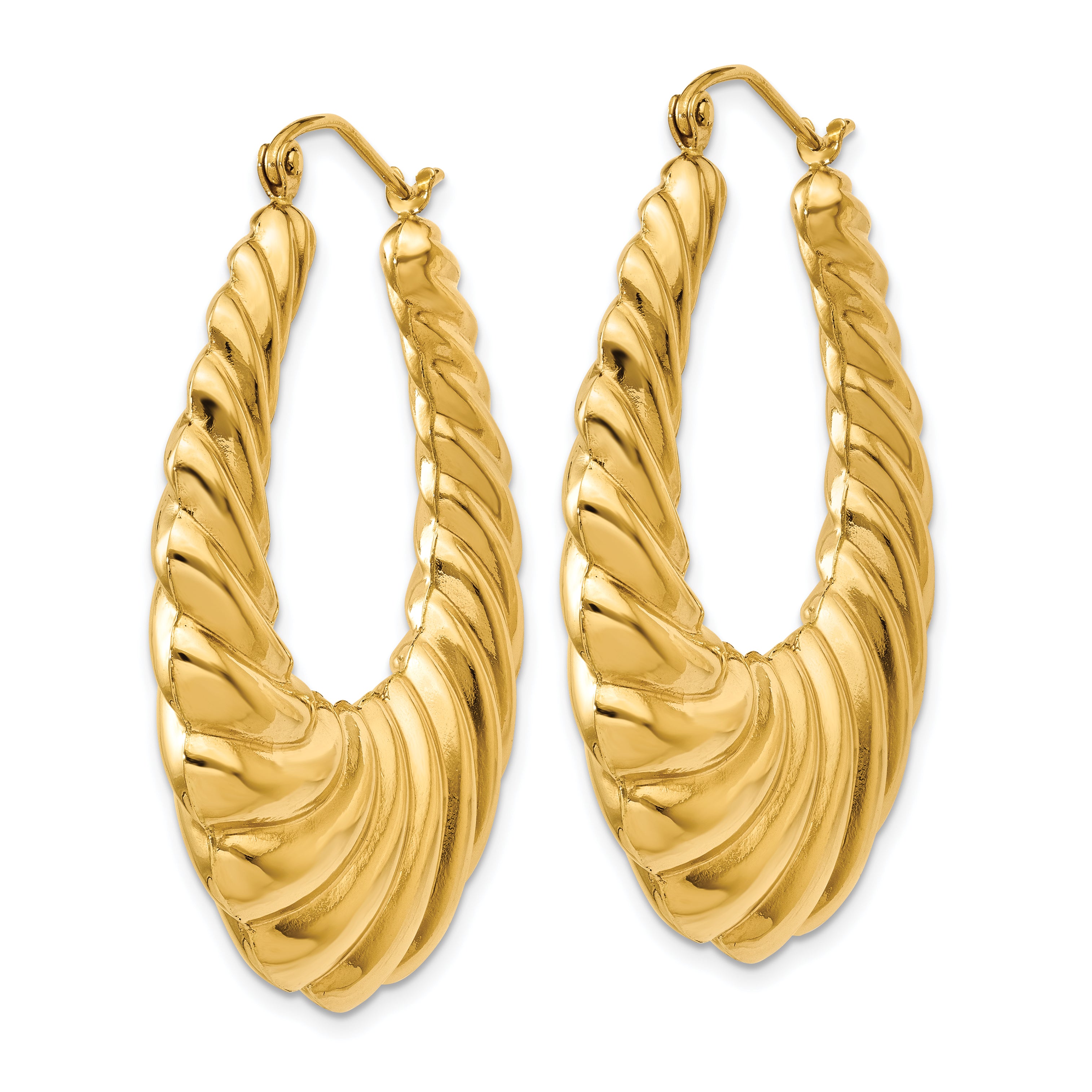 Sophia Jewelers 14K Gold Polished Scalloped Hoop Earrings for Women