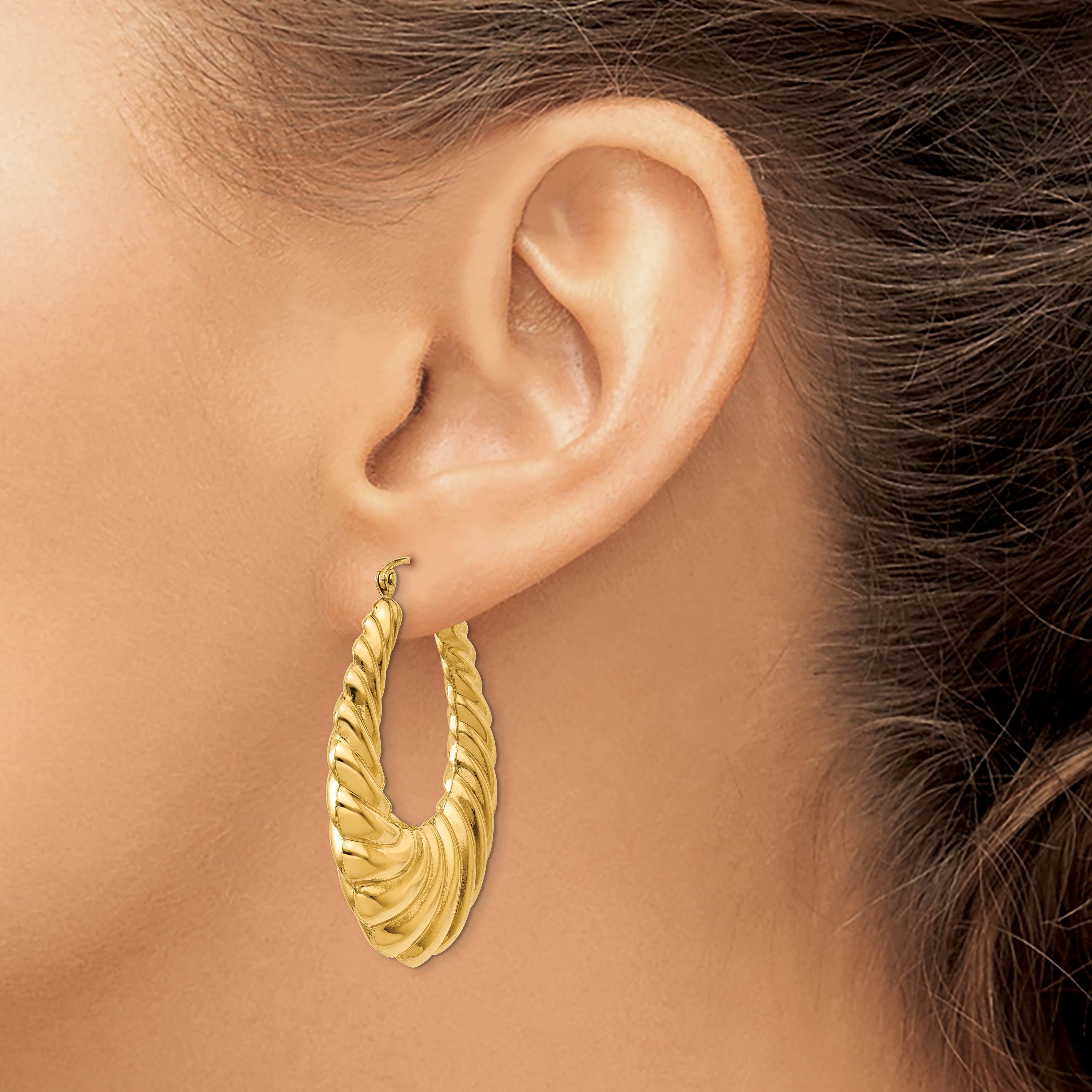 Sophia Jewelers 14K Gold Polished Scalloped Hoop Earrings for Women