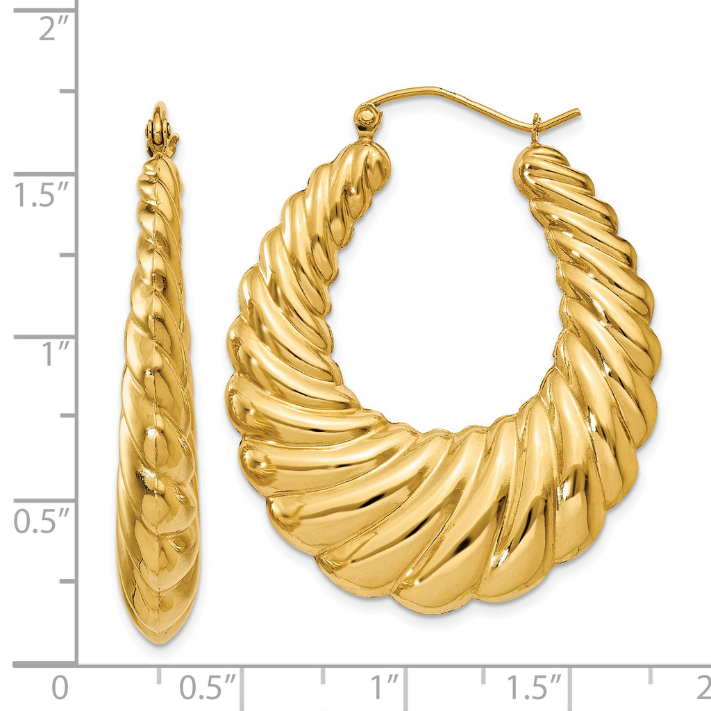 Sophia Jewelers 14K Gold Polished Scalloped Hoop Earrings for Women