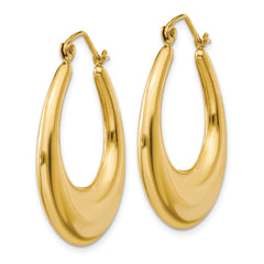 14K Gold Polished Hoop Earrings with Elegant Hollow Design