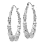 14K White Gold Polished Bamboo Hoop Earrings for Women