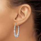 14K White Gold Polished Bamboo Hoop Earrings for Women
