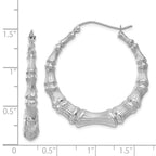 14K White Gold Polished Bamboo Hoop Earrings for Women