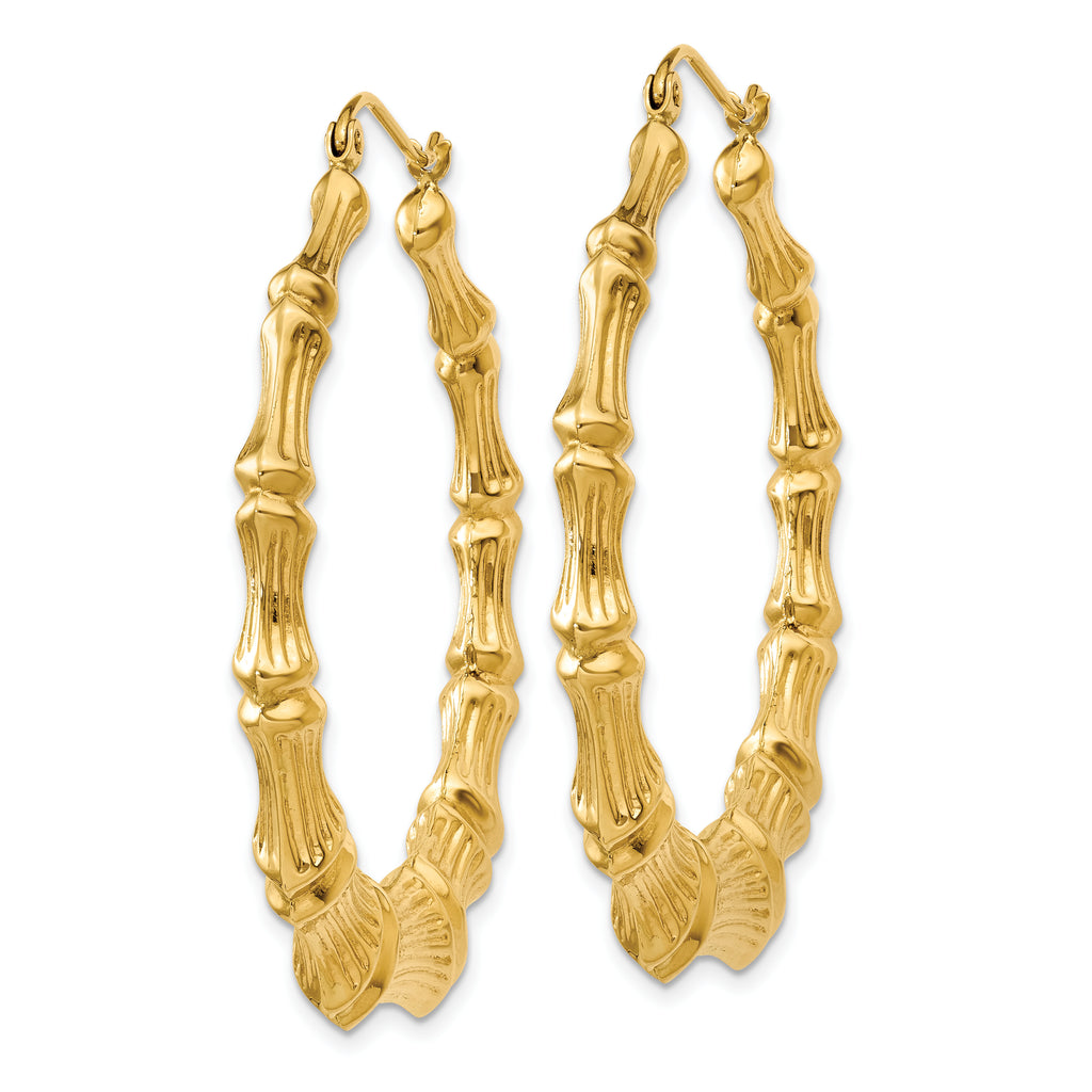 Sophia Jewelers 14K Gold Polished Bamboo Hoop Earrings for Women