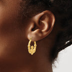 14K Gold Polished Claddagh Hoop Earrings for Women