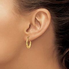 14K Gold Polished Bamboo Hoop Earrings for Women Elegant Creole Design