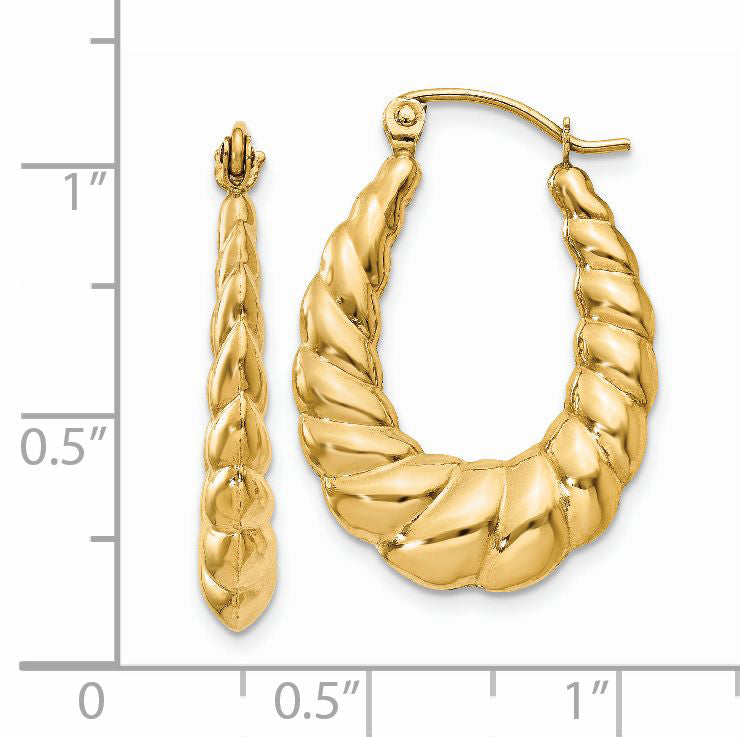 Sophia Jewelers 14K Gold Polished Twisted Hoop Earrings for Women