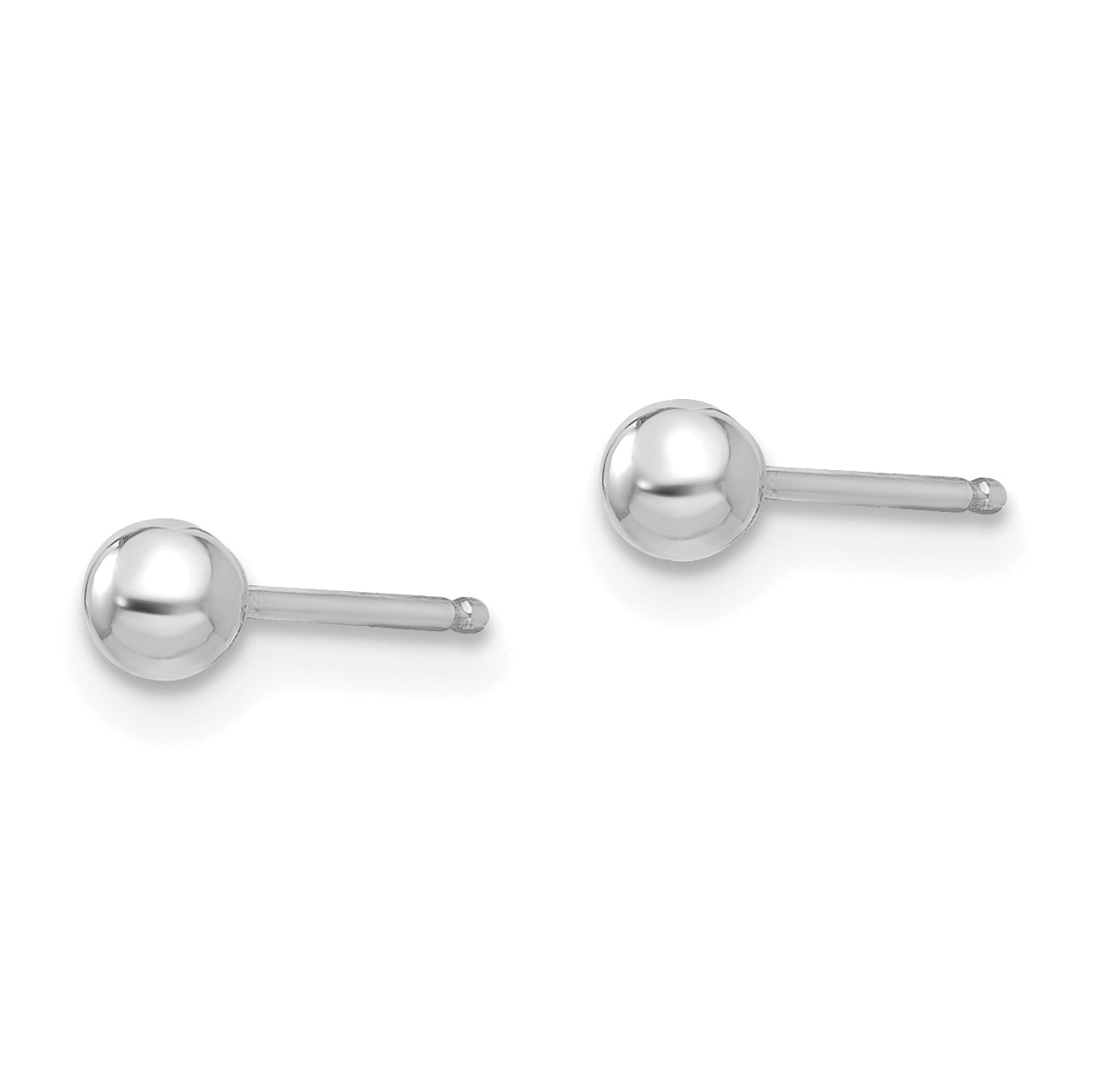Ball Stud Earrings in 14K White Gold, 3mm