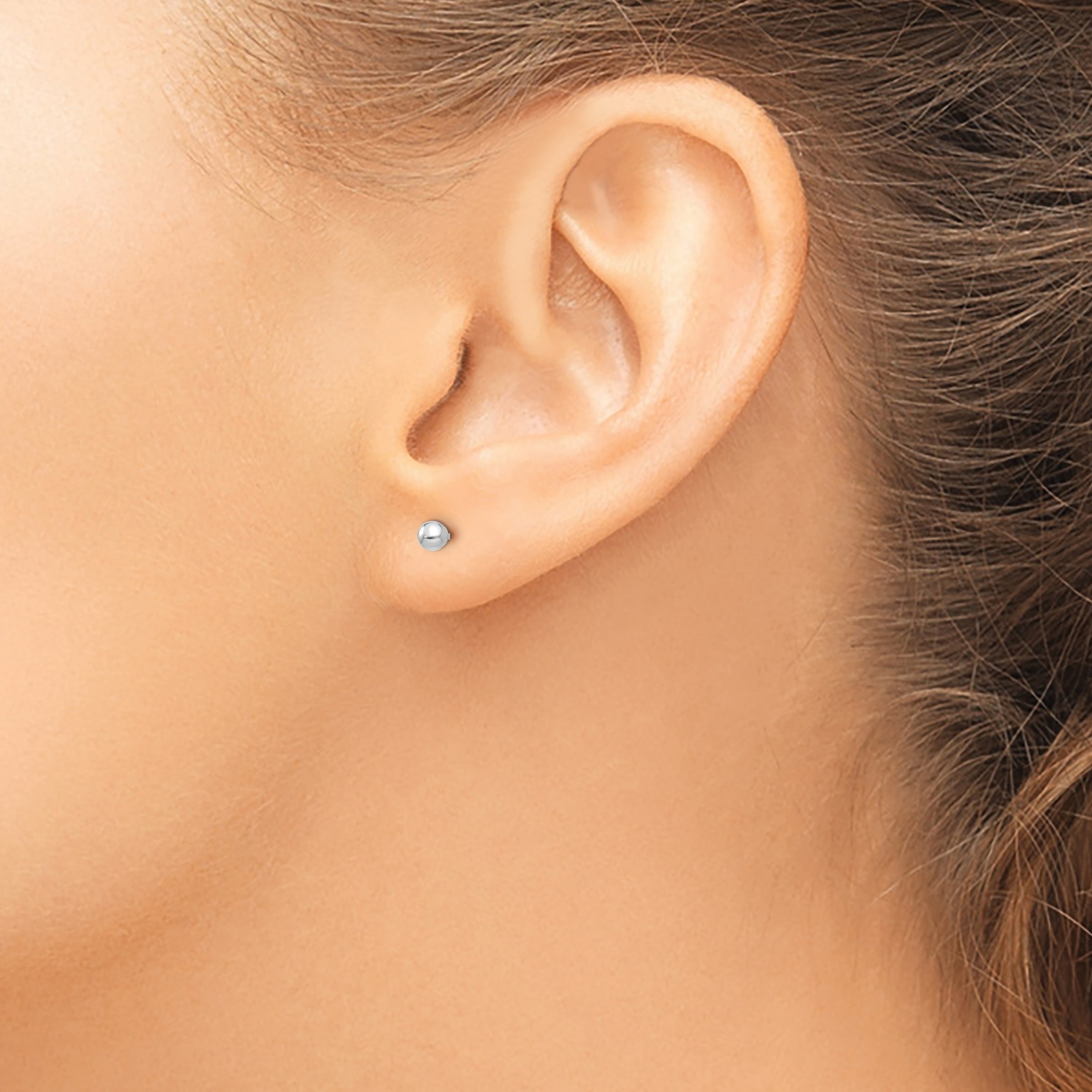 Ball Stud Earrings in 14K White Gold, 3mm