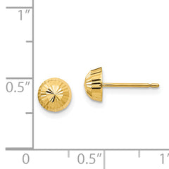 14K Gold Polished Swirl Button Earrings for Women