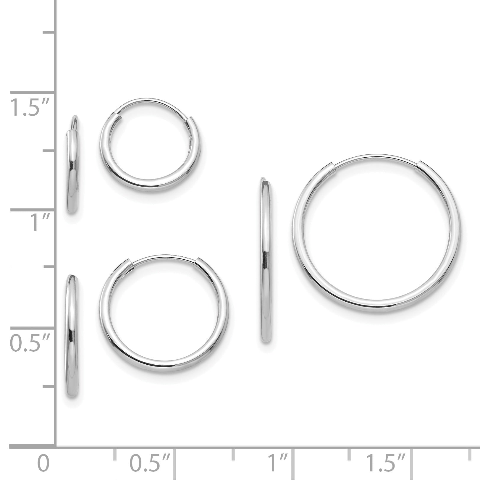 Sophia Jewelers 14K White Gold Children's Polished Hoop Earring Set