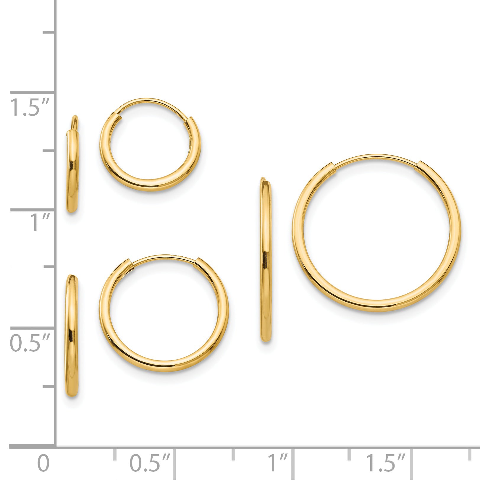Children's Endless Hoop Earring Set in 14K Yellow Gold