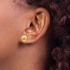 14K Gold Women's Polished Diamond-Cut Button Earrings