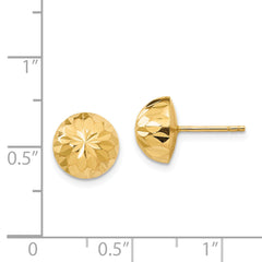 14K Gold Women's Polished Diamond-Cut Button Earrings