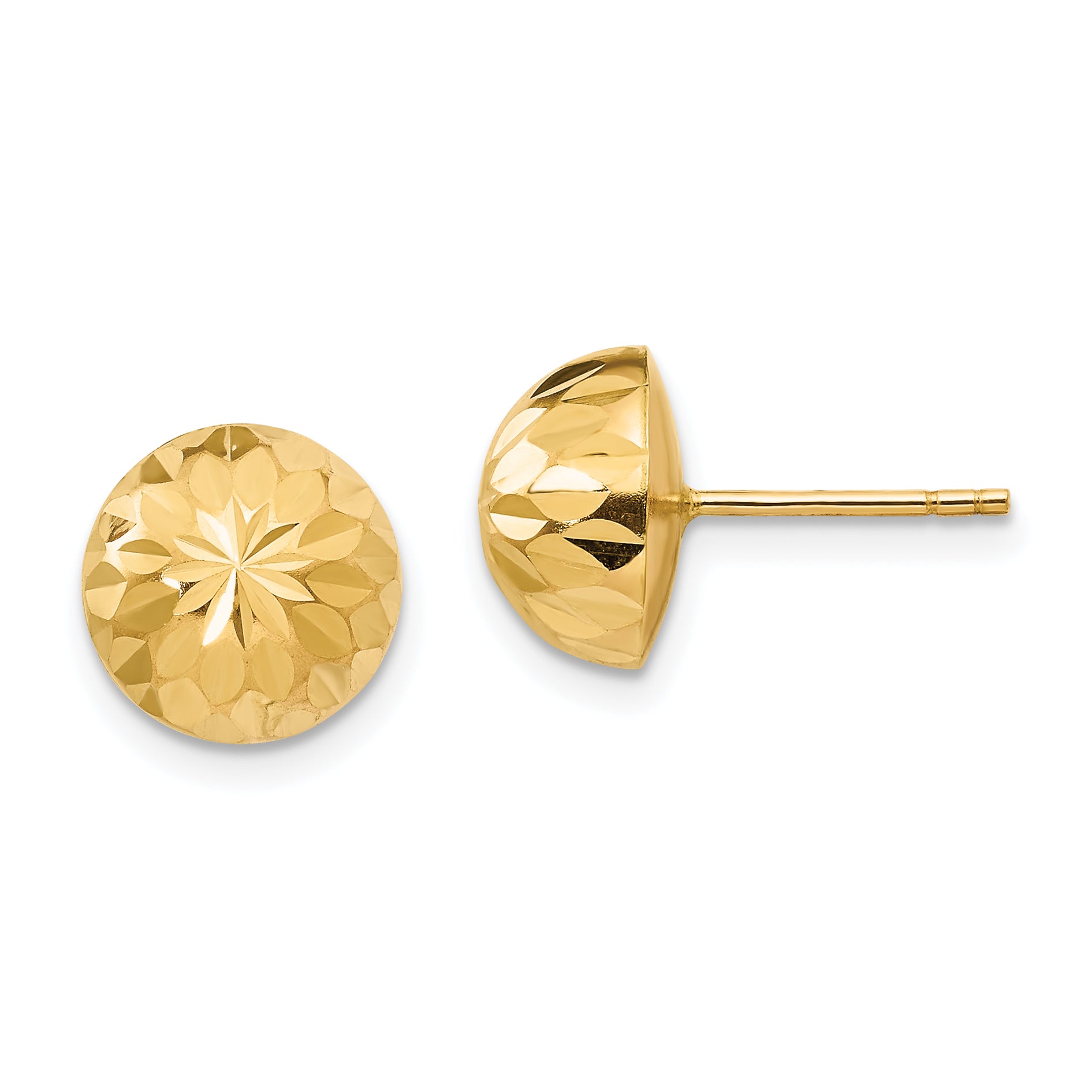 14k Madi K Polished & Diamond-Cut 9mm Button Post Earrings Main image