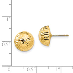 14K Gold Diamond-Cut Button Earrings with Polished Finish for Women