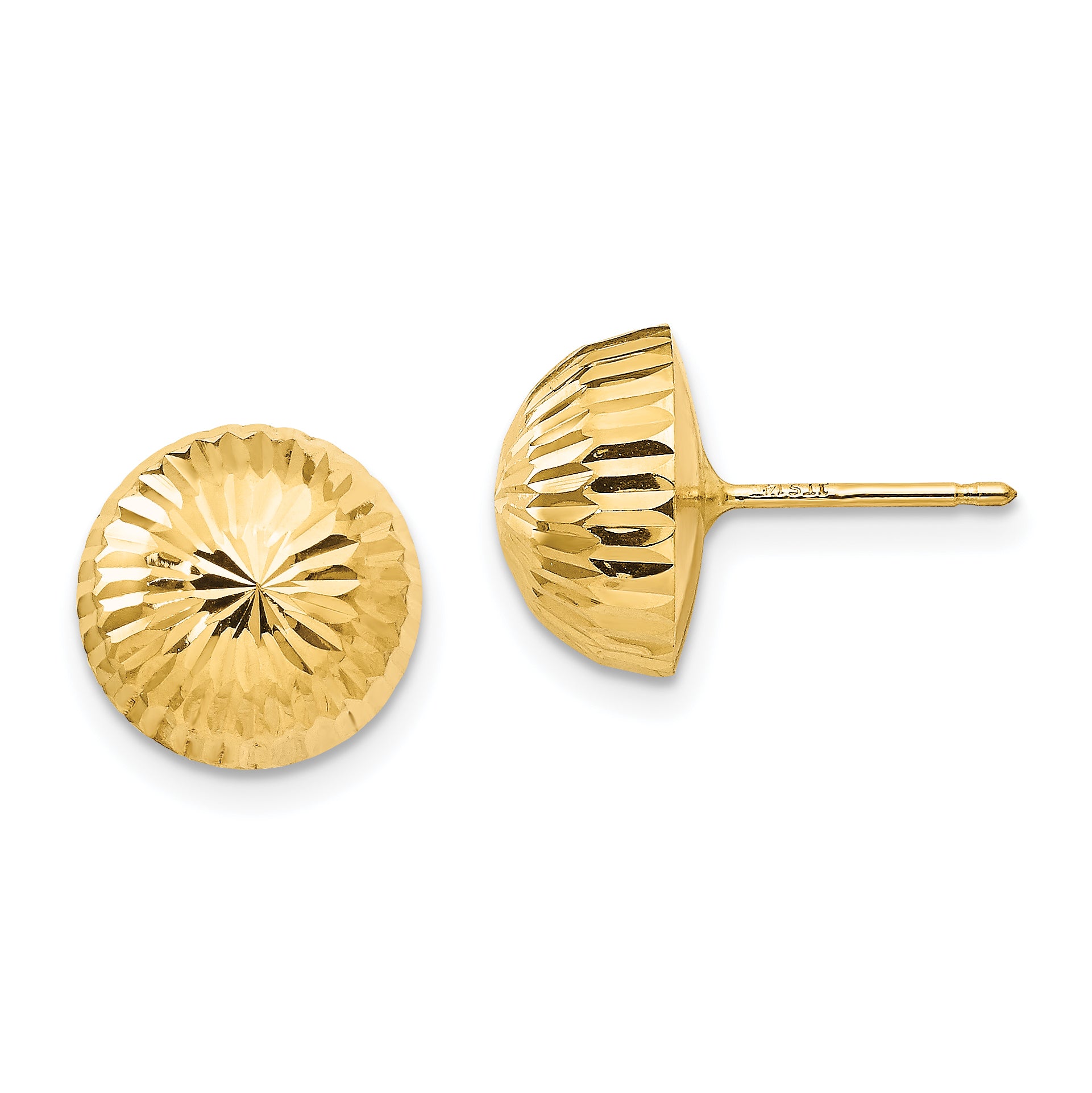 14k Madi K Polished & Diamond-Cut 10mm Button Post Earrings Main image