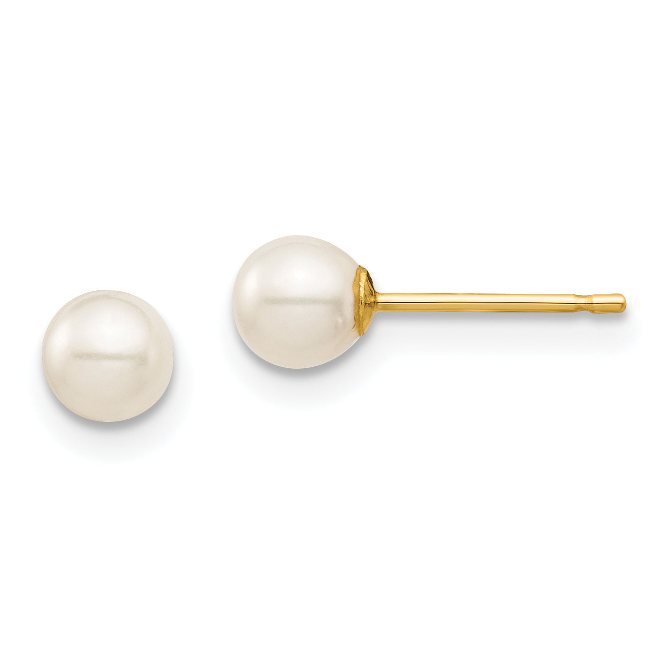 14K Madi K 4-5mm White Round Freshwater Cultured Pearl Stud Post Earrings Main image