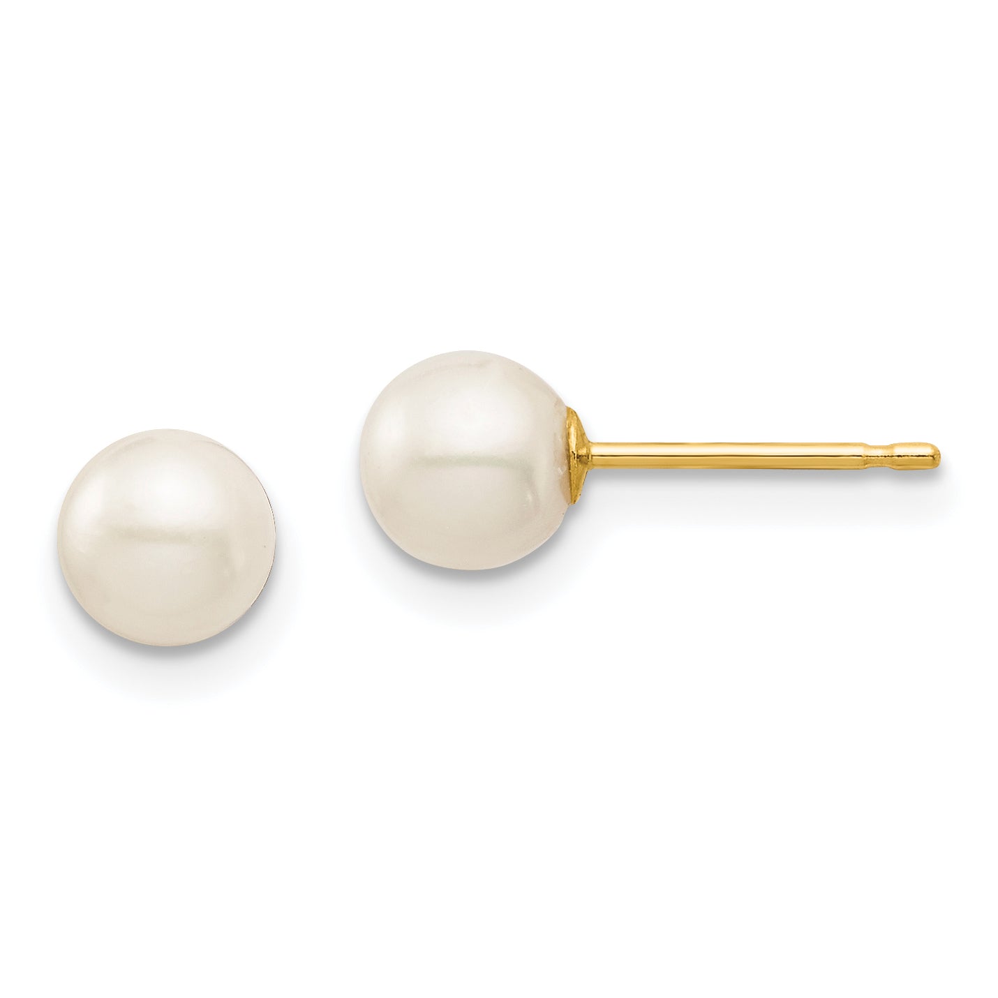 14K Madi K 5-6mm White Round Freshwater Cultured Pearl Stud Post Earrings Main image