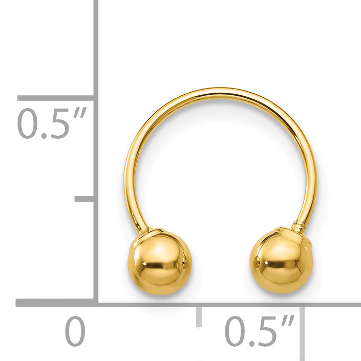 Half Hoop Single Earring in 14K Yellow Gold, 12mm