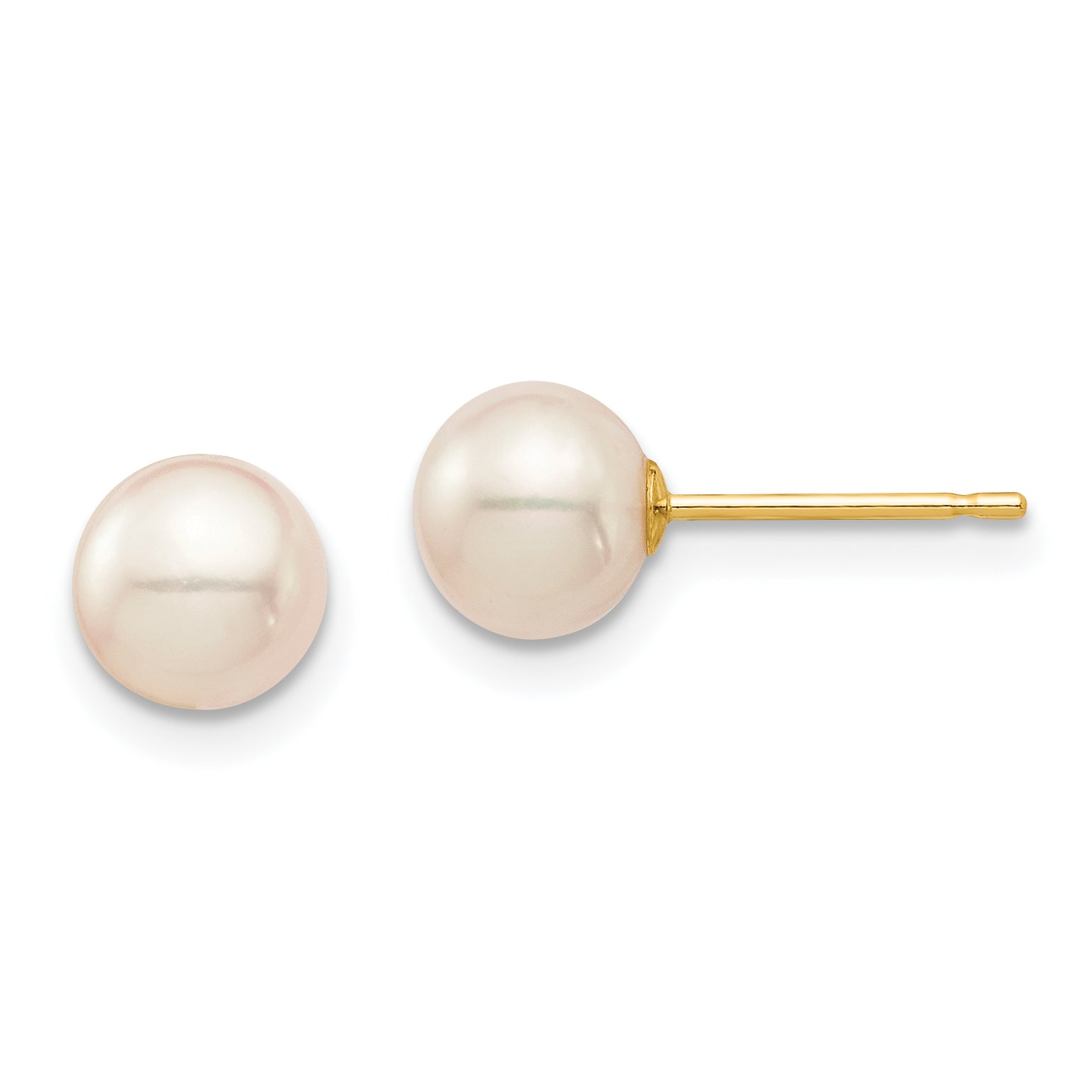 14K Madi K 6-7mm White Round Freshwater Cultured Pearl Stud Post Earrings Main image