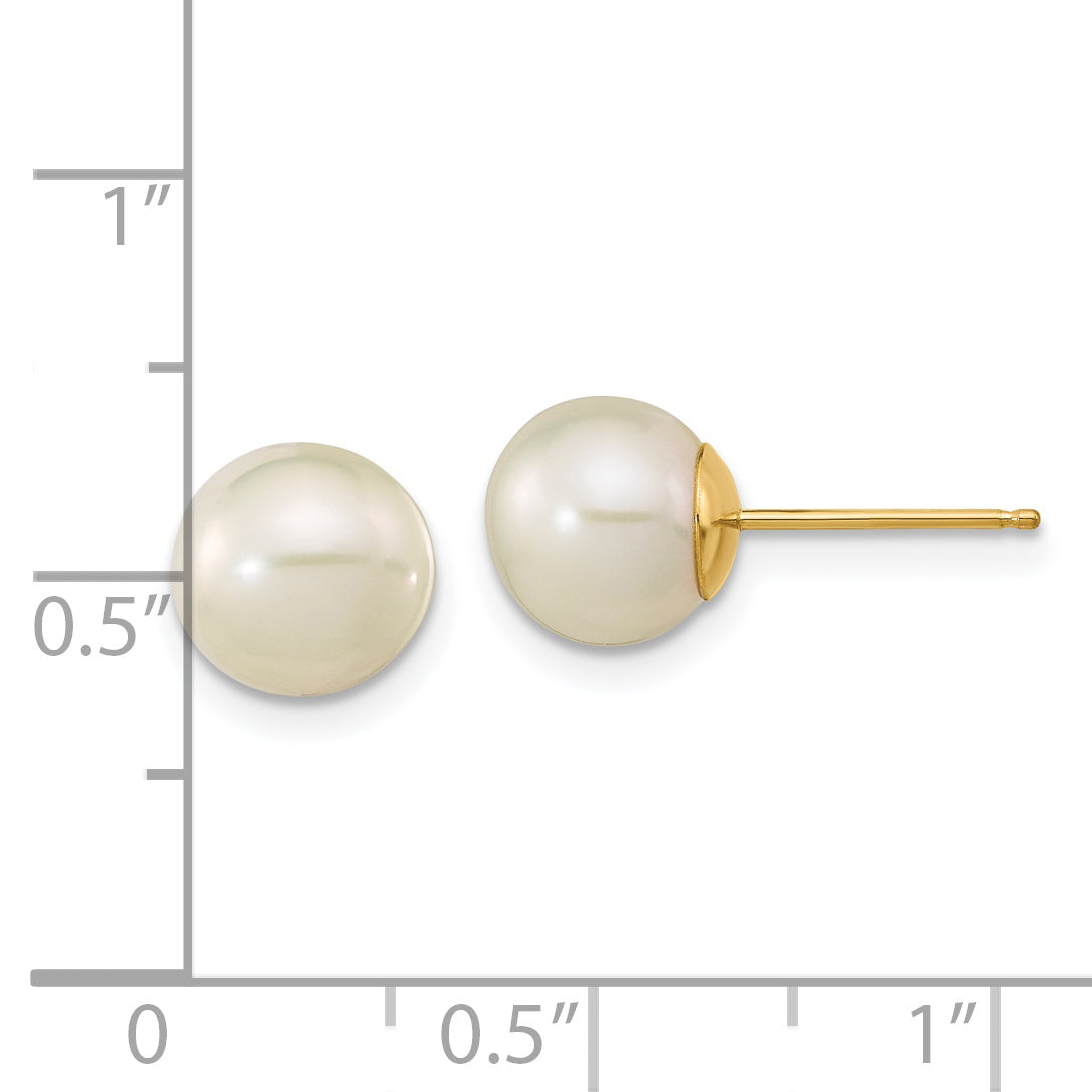 14K Madi K 7-8mm White Round Freshwater Cultured Pearl Stud Post Earrings